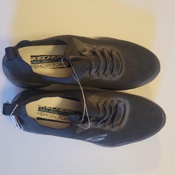 Skechers Black Shoes Men Memory Foam Sports Trainers Comfort Mesh Soft Slip-on! - Picture 7 of 8
